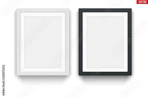 Set of modern picture frames. Mockup white frame for quotes and advertising. Poster Closeup view. Vector Illustration. © VITAMIN