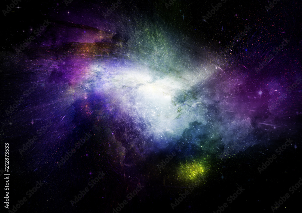 Fototapeta premium Stars, dust and gas nebula in a far galaxy