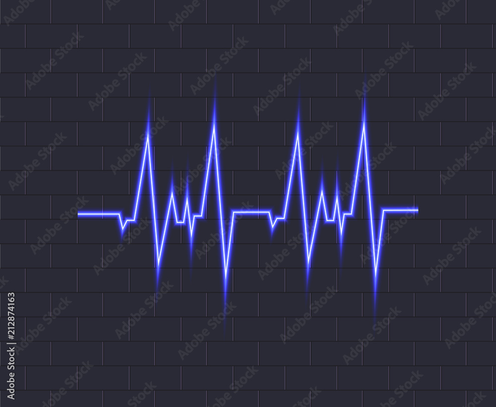Vector Neon Blue Pulse, Glowing Icon on Dark Background, Heartbeat Illustration. Vector Neon Blue Pulse, Glowing Icon on Dark Background, Heartbeat Illustration.