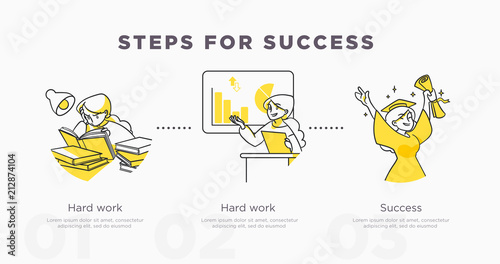 Steps for success. Study and life achievements and success concept. Vector illustration