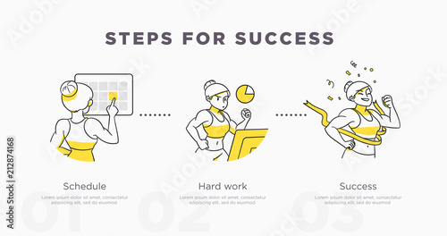 Steps for success. Sport and life achievements and success concept. Vector illustration