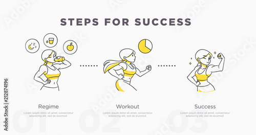 Steps for success. Sport and life achievements and success concept. Vector illustration