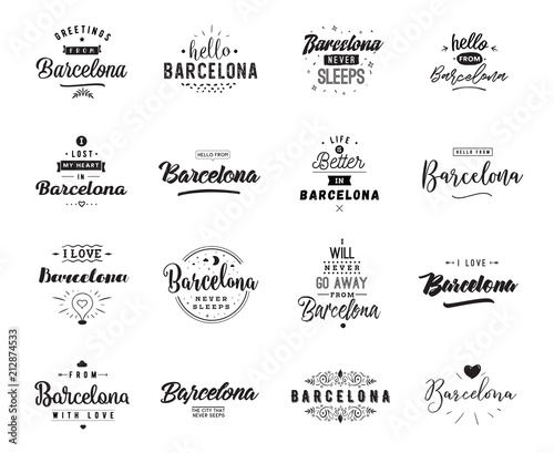 Greeting cards, vector design. Isolated logos. Typography set.