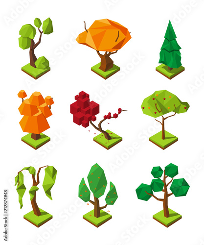 Low poly isometric trees