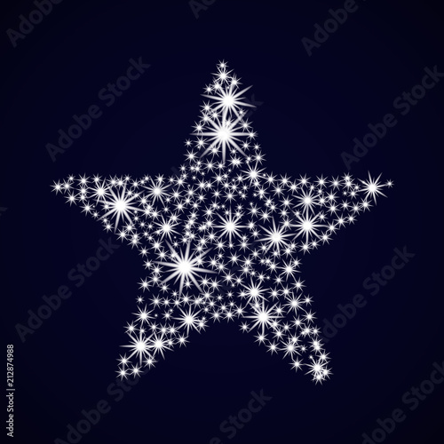 Night sky with sparkle star. Christmas Card. Vector illustration New year.
