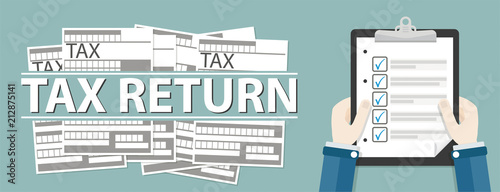 Hand Clipboard Checklist Tax Return Header photo
