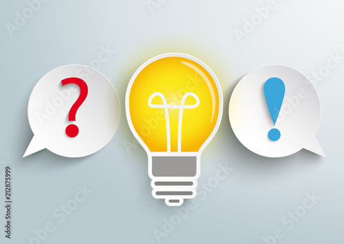 2 Speech Bubbles Question Bulb Answer
