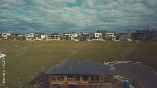 Aerial footage over a house being built photo