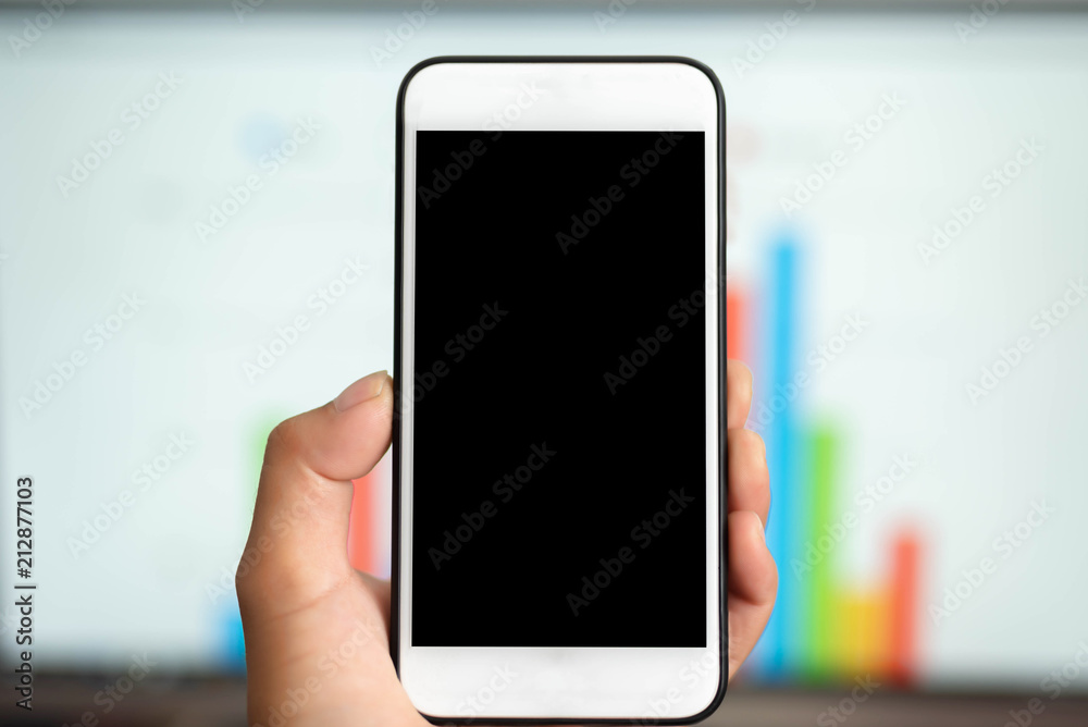 mobile smart phone and business graph background. mobile smart phone and business graph background.