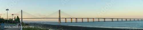 Panoramic view of Vasco da Gama Bridge in Lisbon  Portugal