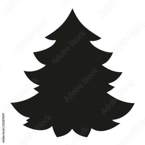 Black and white christmas tree silhouette.