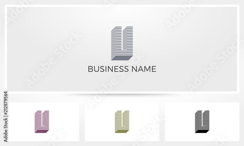 U Letter Stack Layer Logo