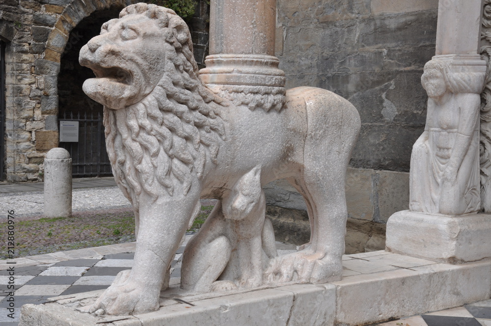 Lion sculpture Basilica of Santa Maria Maggiore, Bergamo Alta Italy