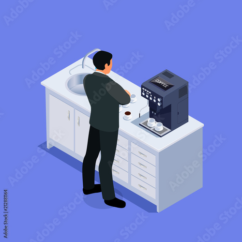 Isometric office life concept.