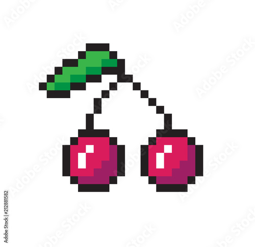 Two Cherries Berries, Color Vector Illustration