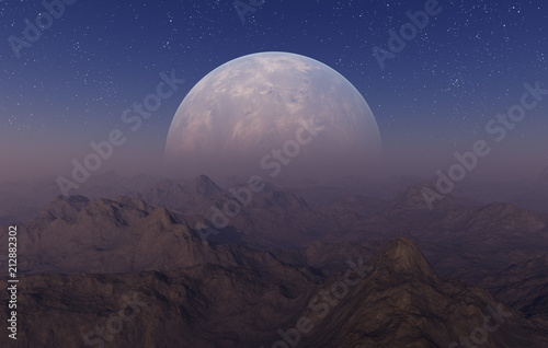 Fototapeta Naklejka Na Ścianę i Meble -  3d rendered Space Art: Alien Planet - A Fantasy Landscape