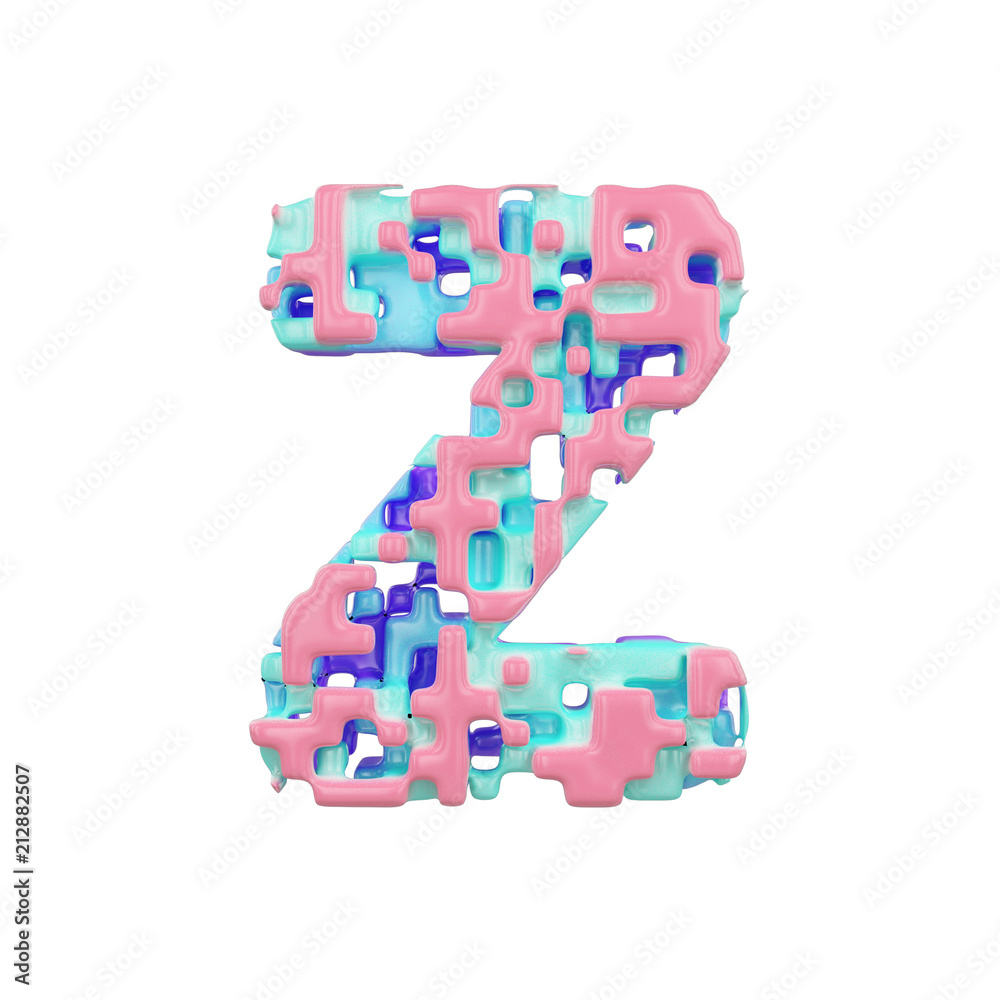 Alphabet letter Z uppercase. Geometric font made of cubic blocks. 3D render isolated on white background. Alphabet letter Z uppercase. Geometric font made of cubic blocks. 3D render isolated on white background.