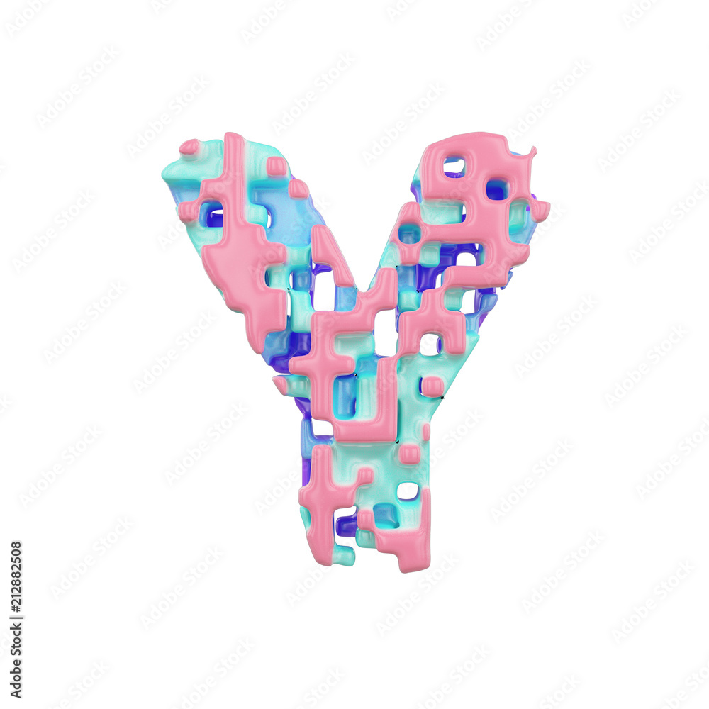 Alphabet letter Y uppercase. Geometric font made of cubic blocks. 3D render isolated on white background. Alphabet letter Y uppercase. Geometric font made of cubic blocks. 3D render isolated on white background.