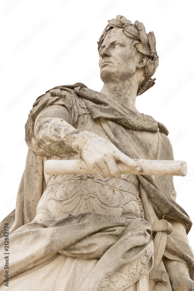 Roman emperor Julius Caesar statue isolated over white background