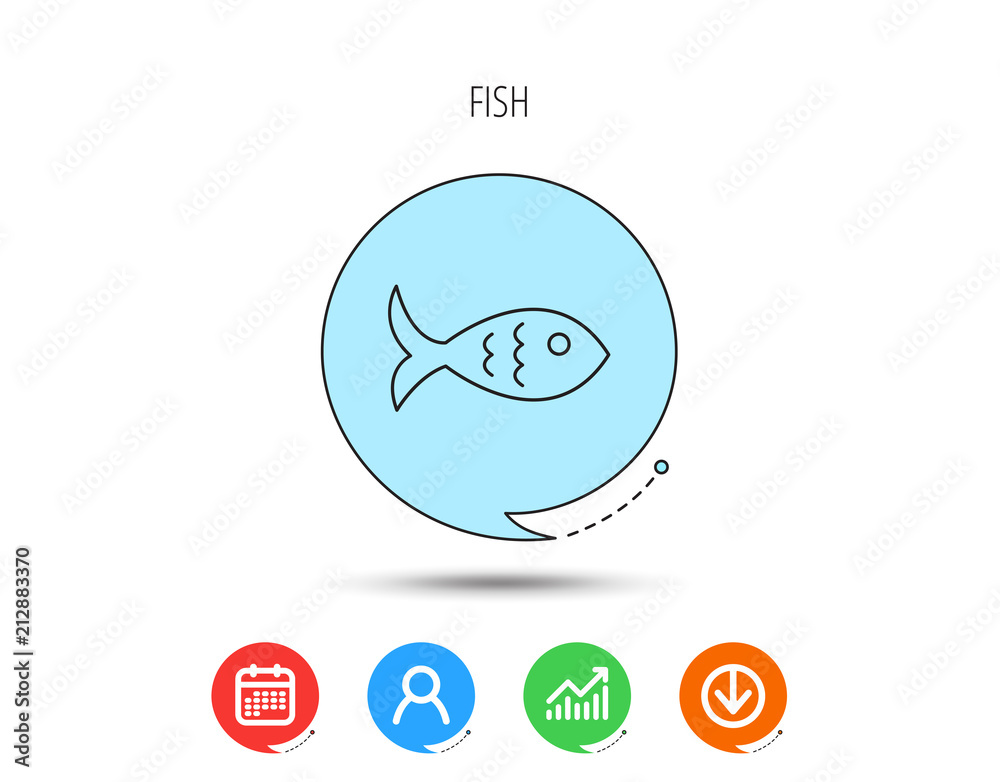 Fish icon. Seafood sign. Vegetarian food symbol. Fish icon. Seafood sign. Vegetarian food symbol.