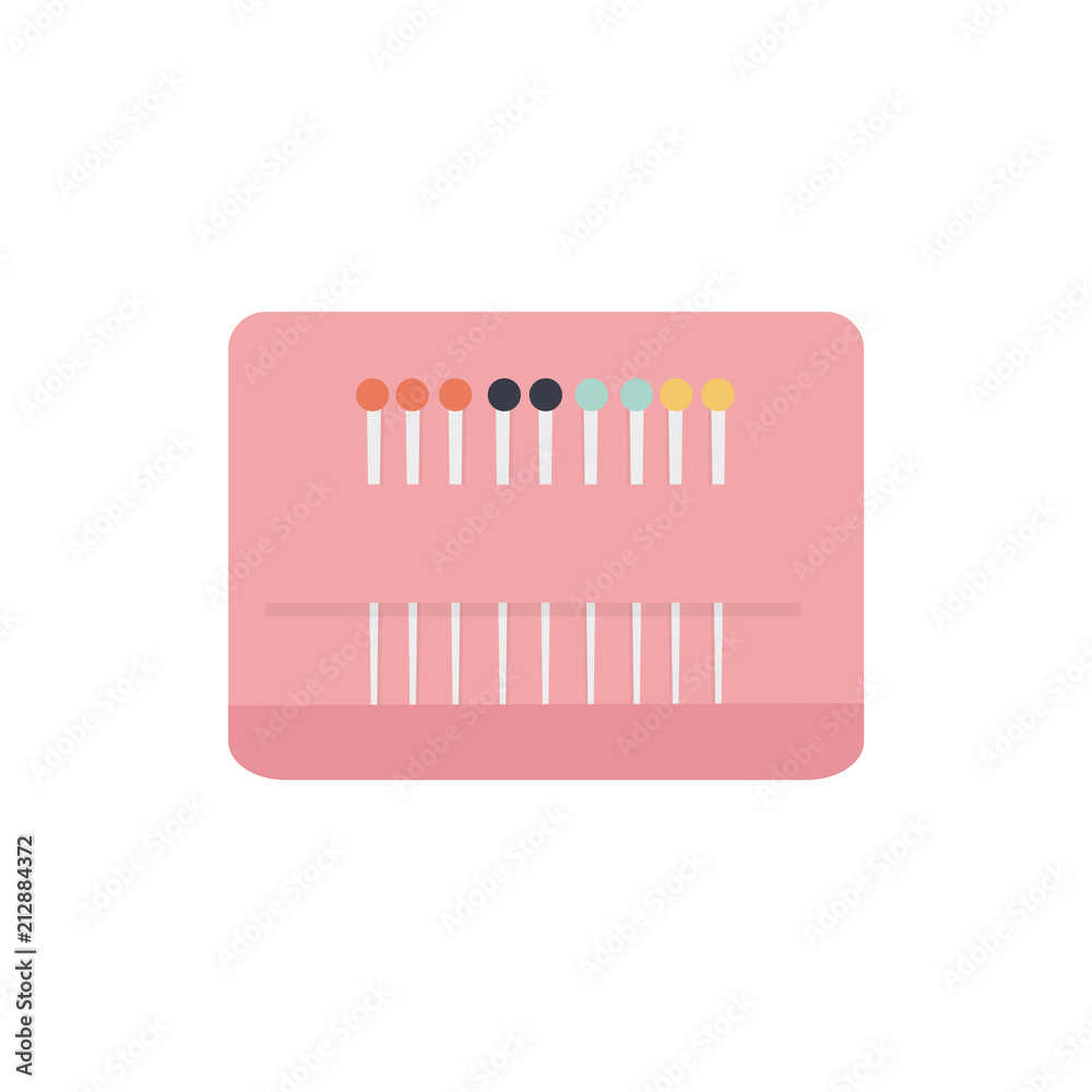 Pink kit with needles icon illustration