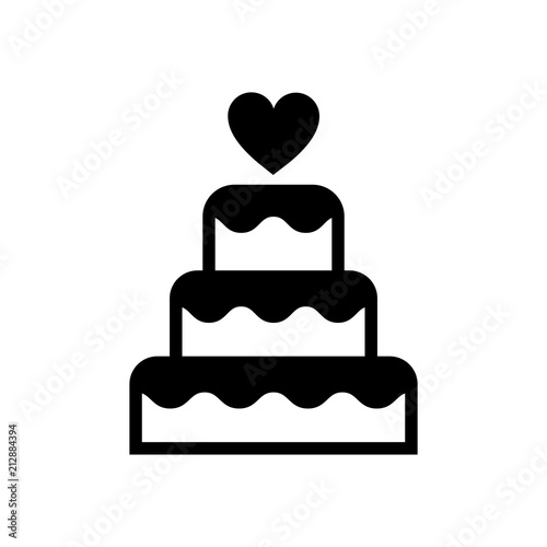 Three-tiered wedding cake graphic illustration