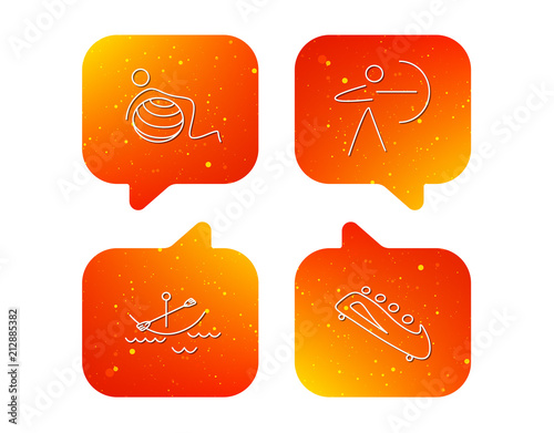 Gymnastics, boating and archery icons.