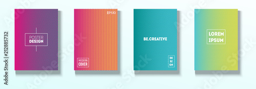 Minimal Covers, Vector Hipster Abstract Brands Design. Magenta, Cyan, Yellow Corporate Identity Blend Tech Halftones. Business Minimal Covers, Cool Retro Ad Music Party Poster Bright Gradient Stripes.