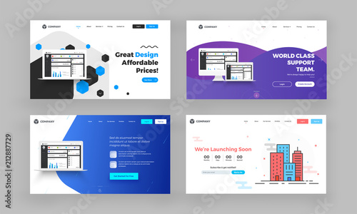 Website Hero Image or Landing Pages Set.