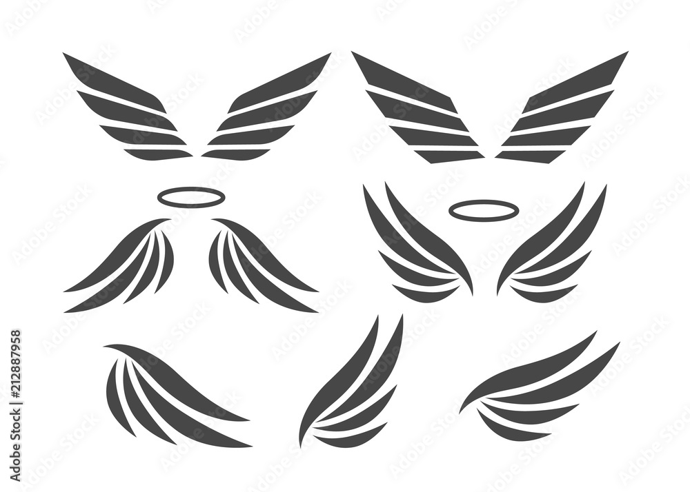 Eagle wings vector. Wings angel isolated. Bird wings cartoon art set Eagle wings vector. Wings angel isolated. Bird wings cartoon art set
