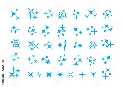 Sparkle lights stars set. Bright firework, decoration twinkle, shiny flash