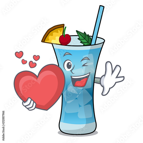 With heart blue hawaii mascot cartoon