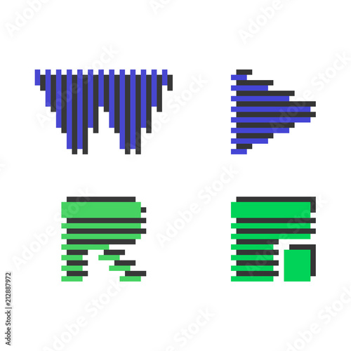 W, R, play bottom, article icons, logo, vector