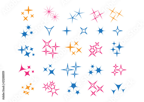 Sparkle lights stars set. Glowing light effect star.