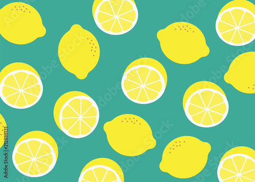 Lemon pattern print. Vector yellow lemon pattern