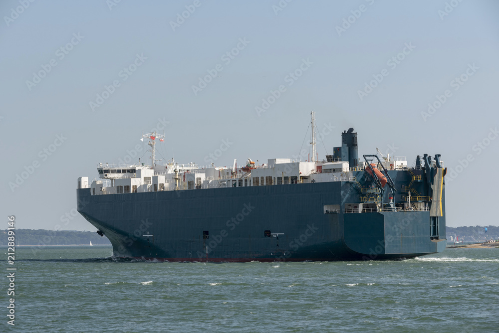 A car carrier cargo vessel underway. A car carrier cargo vessel underway.