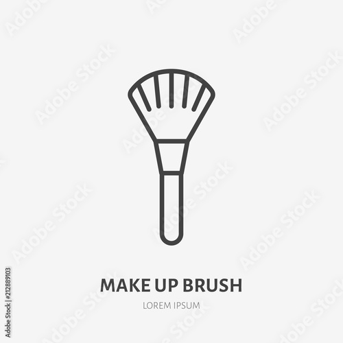 Makeup brush flat line icon. Beauty care sign, illustration of make up artist equipment. Thin linear logo for cosmetics store.