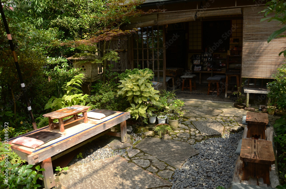 A little cafe in a zen garden. 