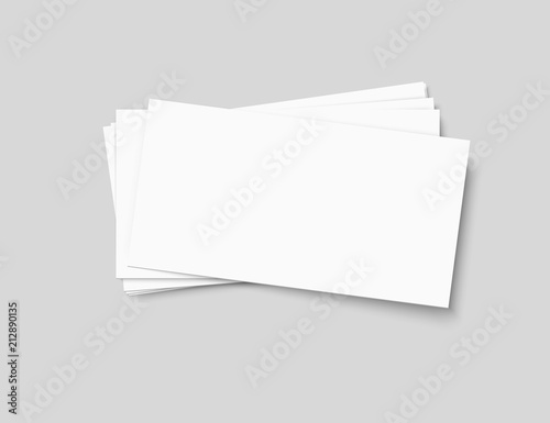 Vector business cards stack on transparent background.
