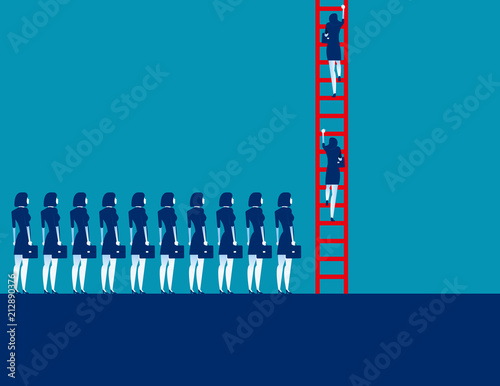 Business people crowd and moving up. Concept business vector illustration, Corporate business, Team.