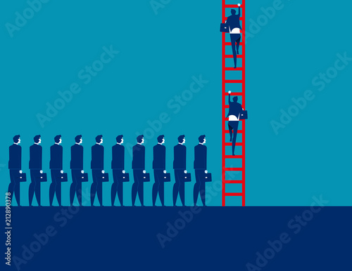 Business people crowd and moving up. Concept business vector illustration, Corporate business, Team.