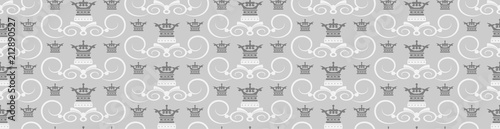 Seamless pattern in Royal style on gray background. Richly decorated ornament on the background. Seamless pattern Wallpaper. Royal pattern Wallpaper - vector illustration