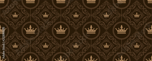 Seamless pattern in Royal style on dark background. Richly decorated ornament on the background. Seamless pattern Wallpaper. Royal pattern Wallpaper - vector illustration