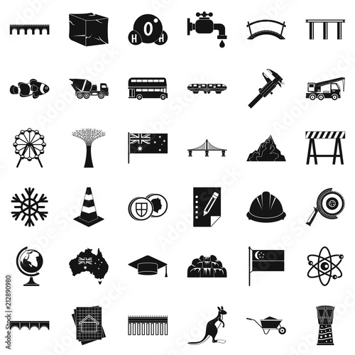 Small bridge icons set. Simple style of 36 small bridge vector icons for web isolated on white background