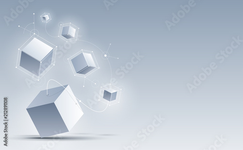 Science and technology. Big data and Internet connection. Vector illustration.