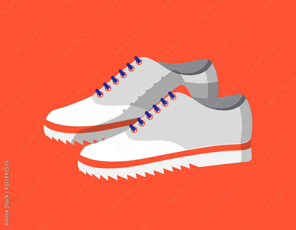 Cute Vogue Shoes Isolated on Red, Colorful Image Cute Vogue Shoes Isolated on Red, Colorful Image