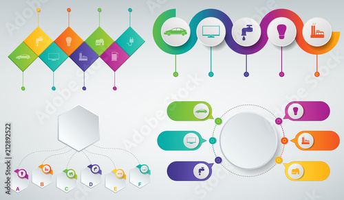 3D Infographics templates set. Business presentation concept. Vector