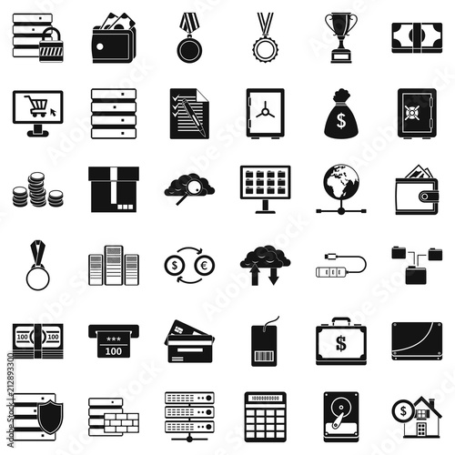 Business plan icons set. Simple style of 36 business plan vector icons for web isolated on white background