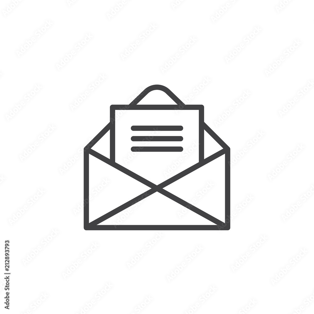 Letter in envelope outline icon. linear style sign for mobile concept and web design. Mail delivery simple line vector icon. Symbol, logo illustration. Pixel perfect vector graphics Letter in envelope outline icon. linear style sign for mobile concept and web design. Mail delivery simple line vector icon. Symbol, logo illustration. Pixel perfect vector graphics