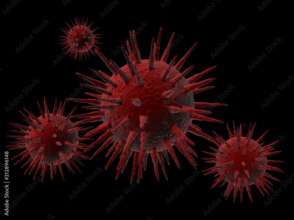 3d rendering Virus bacteria cells background